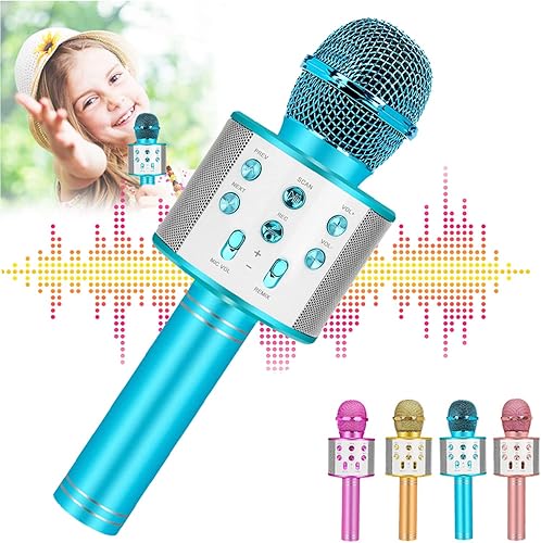 Micrófono de karaoke para niños, micrófono para niños pequeños, micrófono inalámbrico Bluetooth para niños que cantan, regalos de cumpleaños para