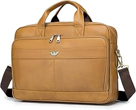 BAGZY Sacoche Homme pour Ordinateur 15.6 Pouces Sac Homme Cuir Cartable Cuir Homme Cadeau Homme Porte Document Homme Cuir Ordinateur Véritable Rétro Sacoche Mallette de Voyage Travail