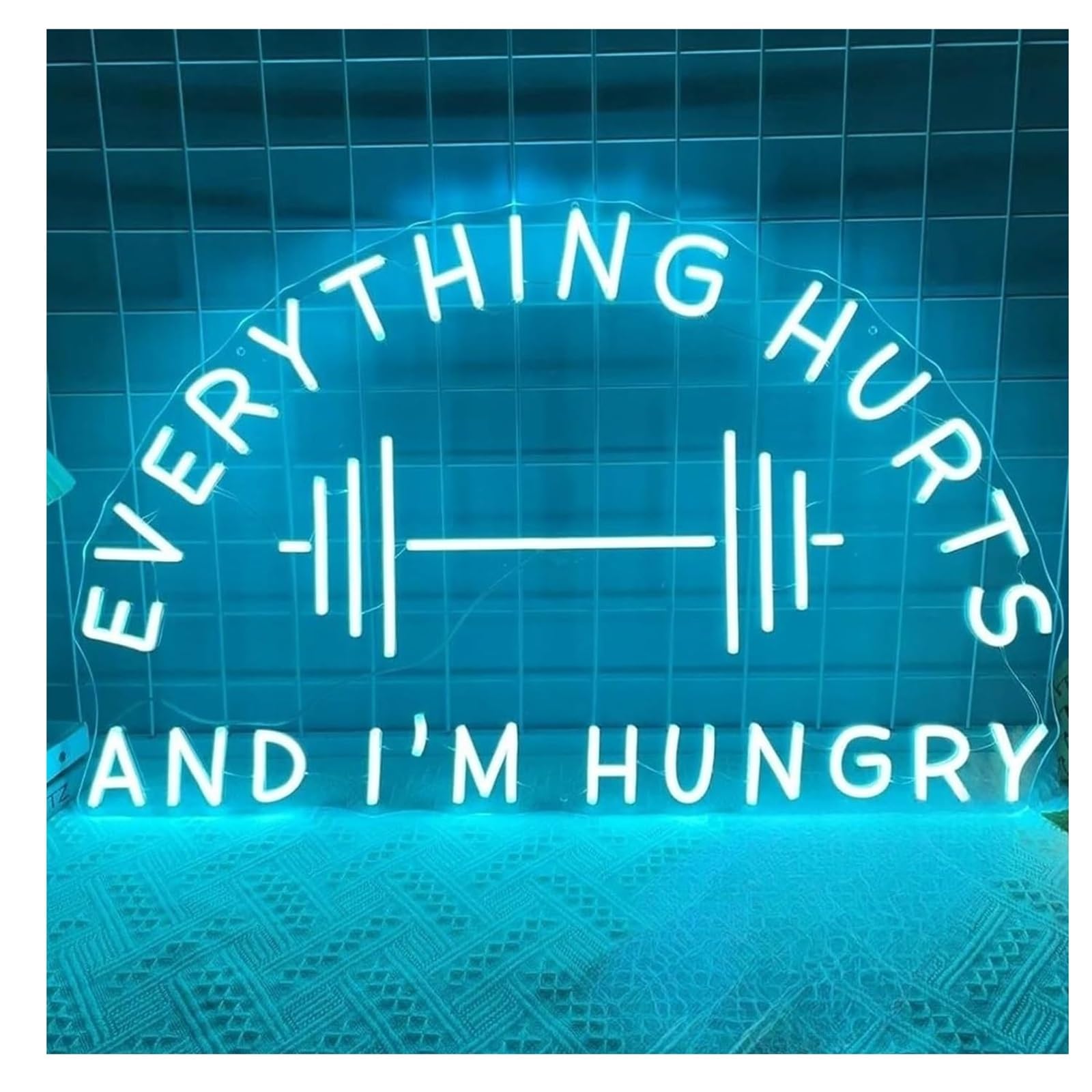 Para letrero de neón para todo lo que duele y tengo hambre, luces gimnasio, decoración pared(70x44cm)