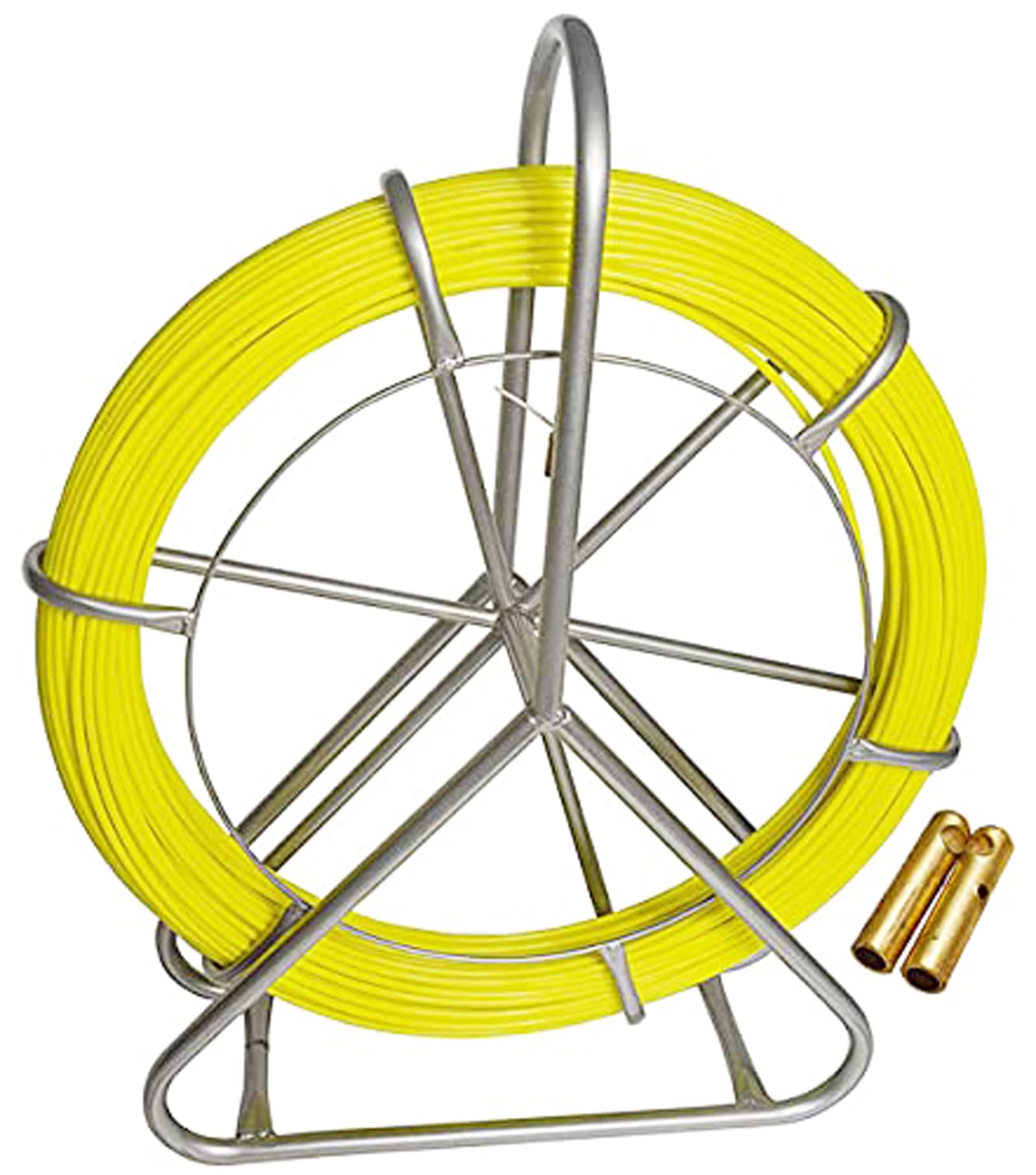 INTBUYING Fish Tape Fiberglass 425FT 6MM Duct Rodder with Brake Electrical FishTape Cable Puller with 2pcs Copper Tips
