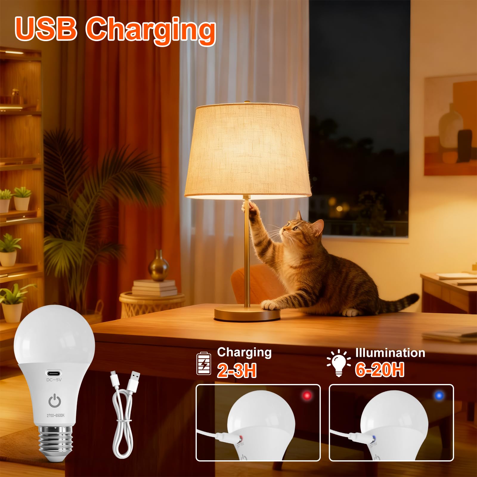 Ketom 2 Stück Glühbirne mit Fernbedienung, E27 Aufladbare Glühbirne mit Timer, 3 Farben & Dimmbar, Touch-Steuerung, 7W Wiederaufladbare LED Lampen, Drahtlose Dekorative Lampenbirne Notlicht Camping