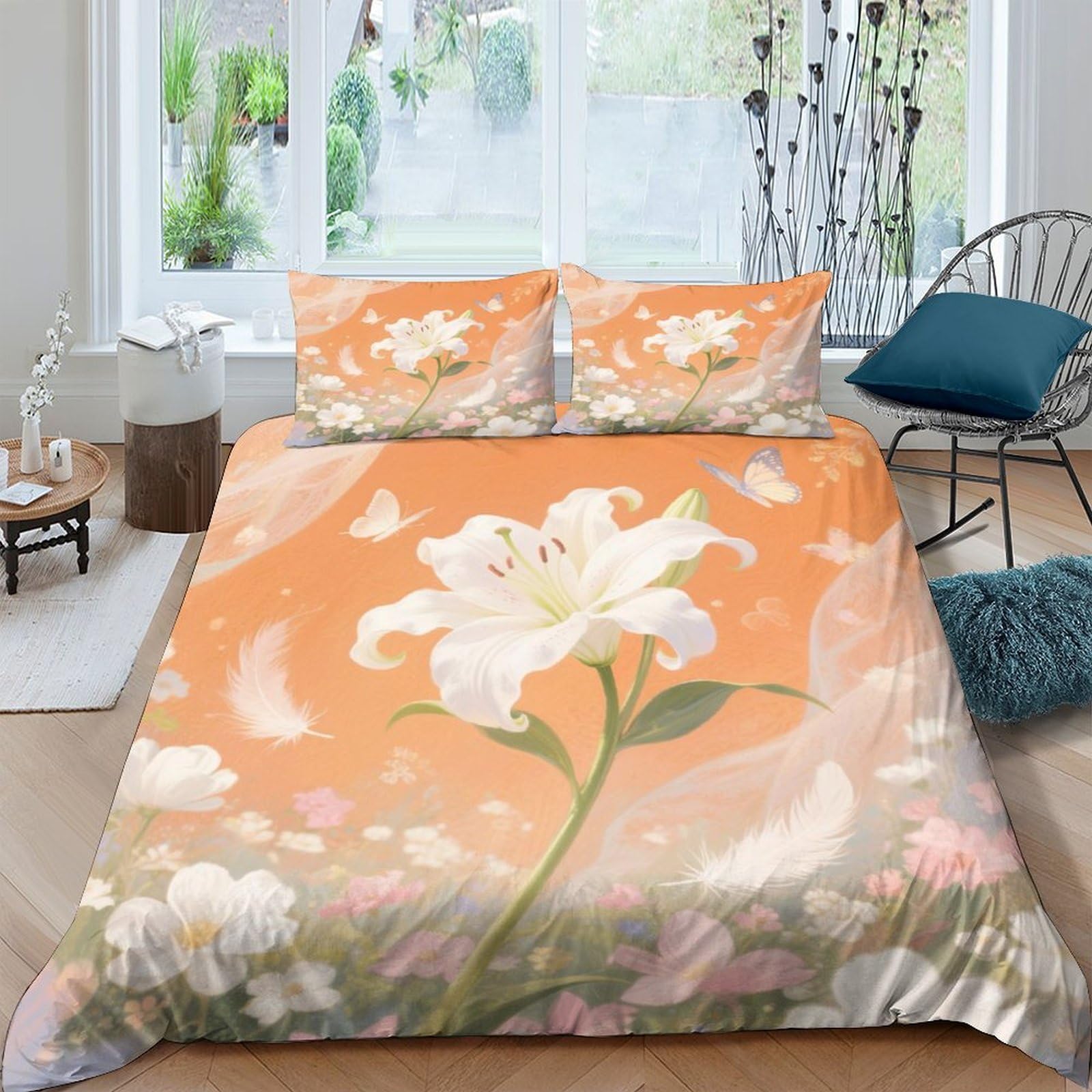 Housse de couette fermeture éclair cachée lily 3d lit ado 200x200 douce