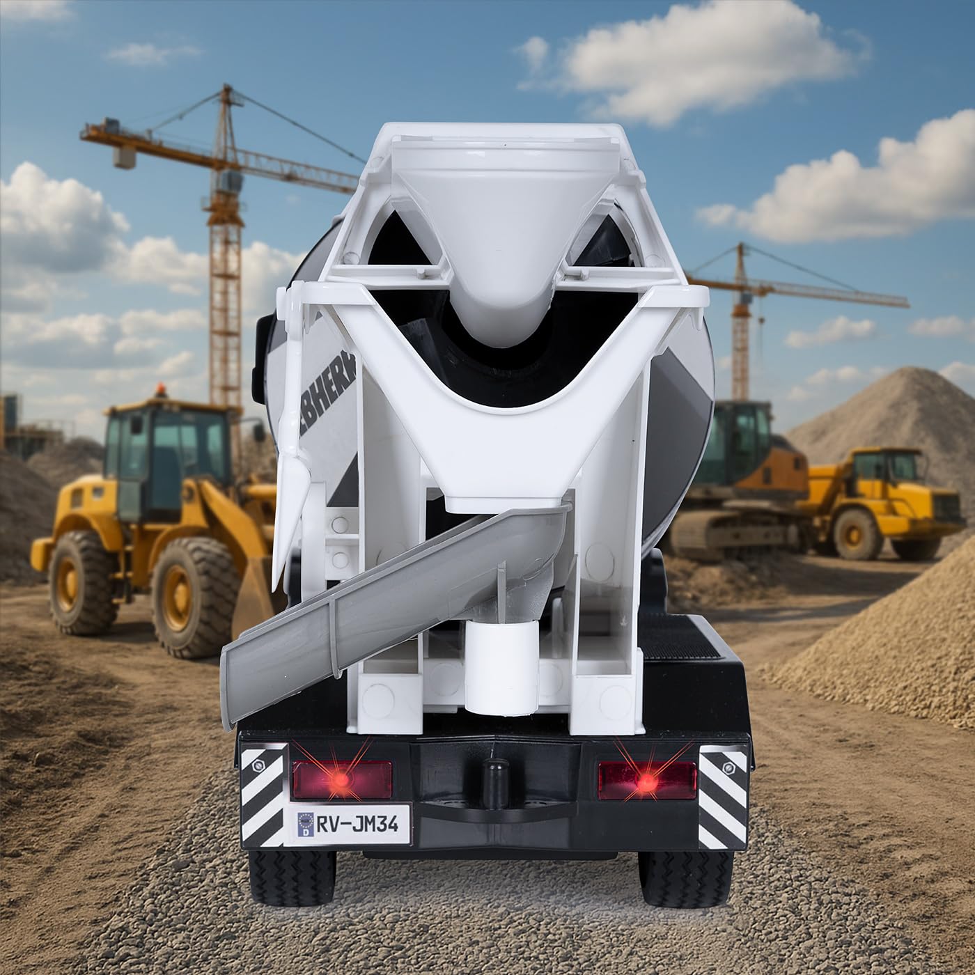 JAMARA Frullatore Mercedes Benz Arocs Liebherr 1:20 2,4 GHz – licenza ufficiale, allarme retromarcia, 4 ruote motrici, pneumatici profilati, luce LED, tamburo di miscelazione girevole con funzione di