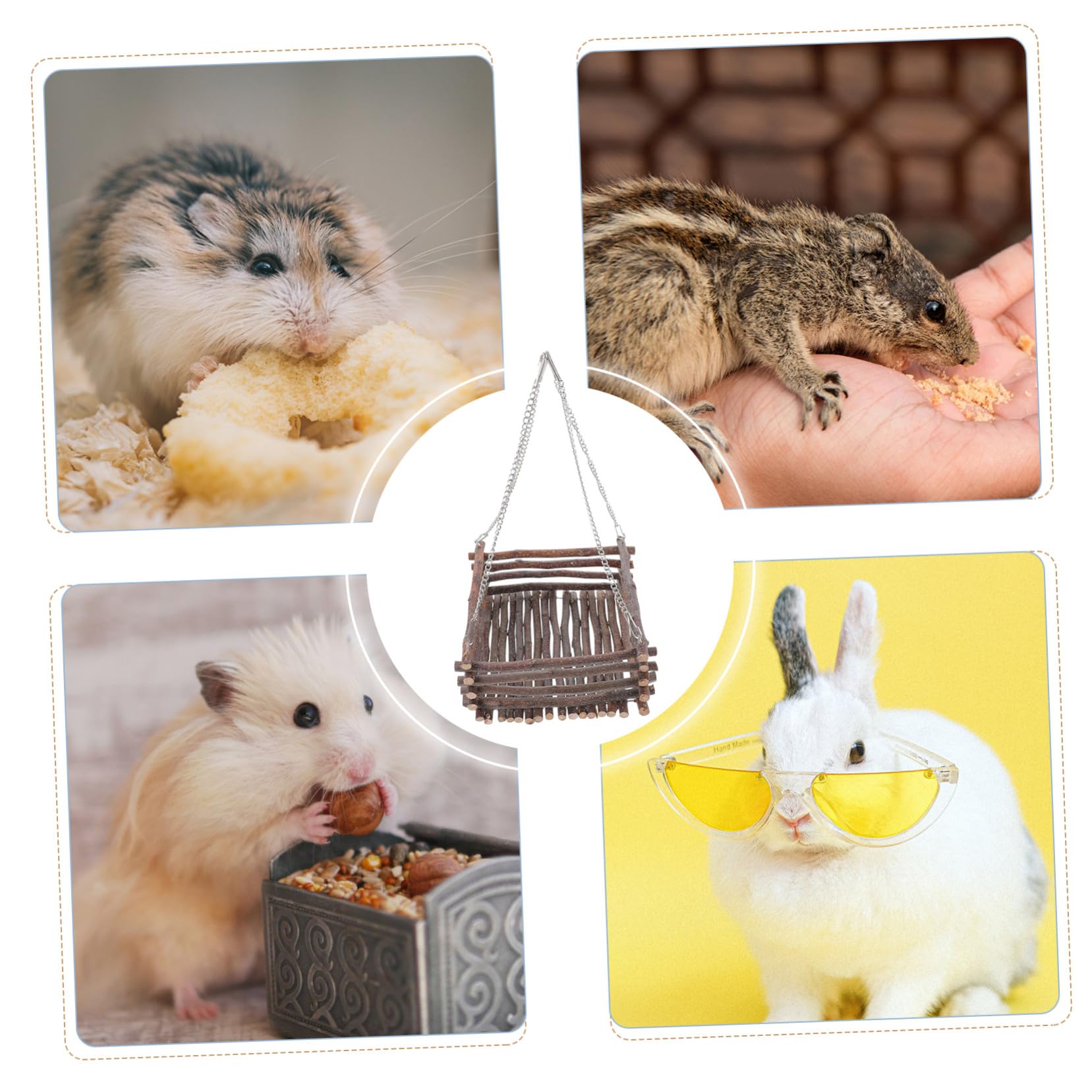 Hamster Hängematte aus Atmungsaktivem Holz Langlebiges für Zwerghamster Ratten und Chinchillas Sichere Kletterplattform Einfach im Käfig zu Befestigen gegen Langeweile