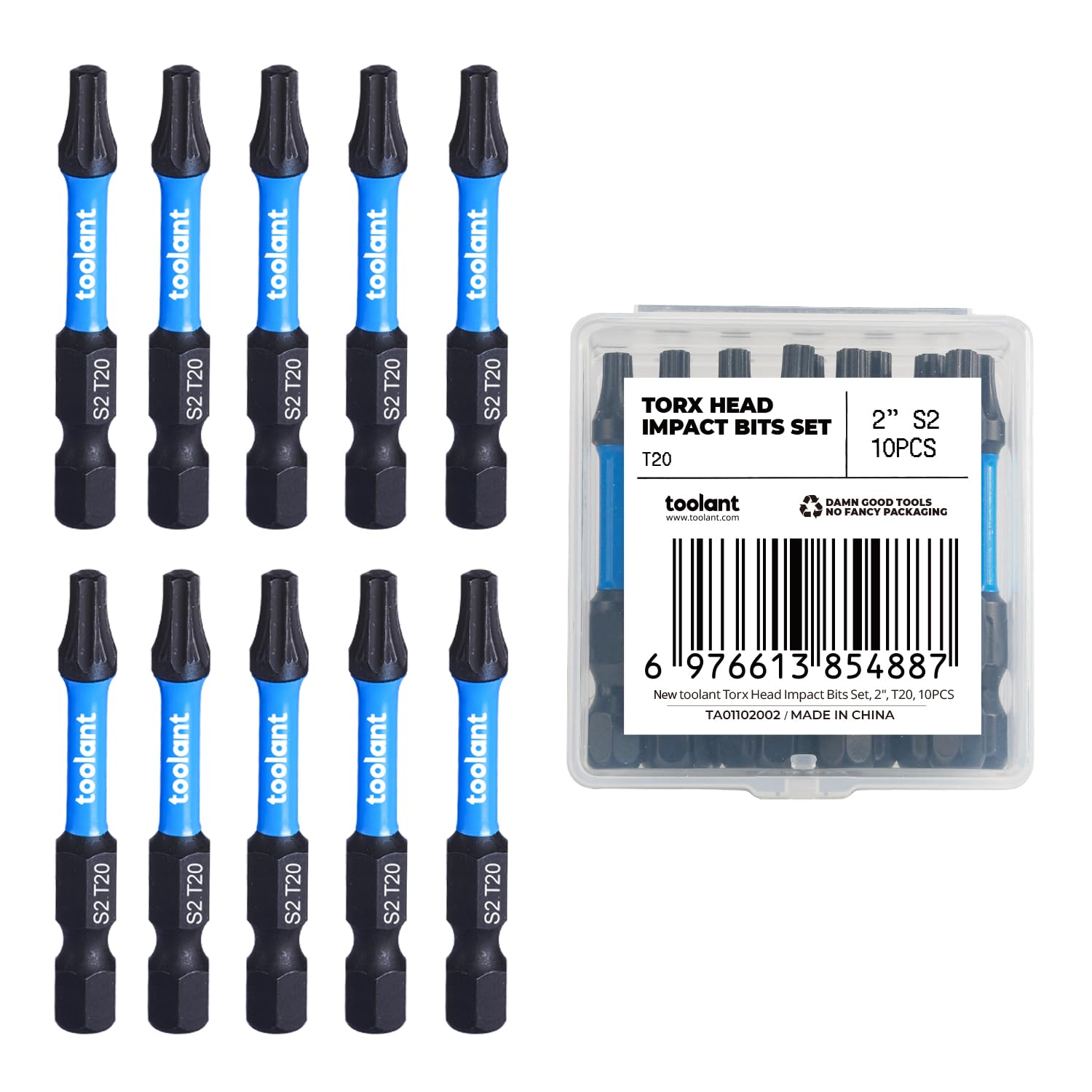toolant 10PCS T20 2" Impact Torx Bits S2 Steel