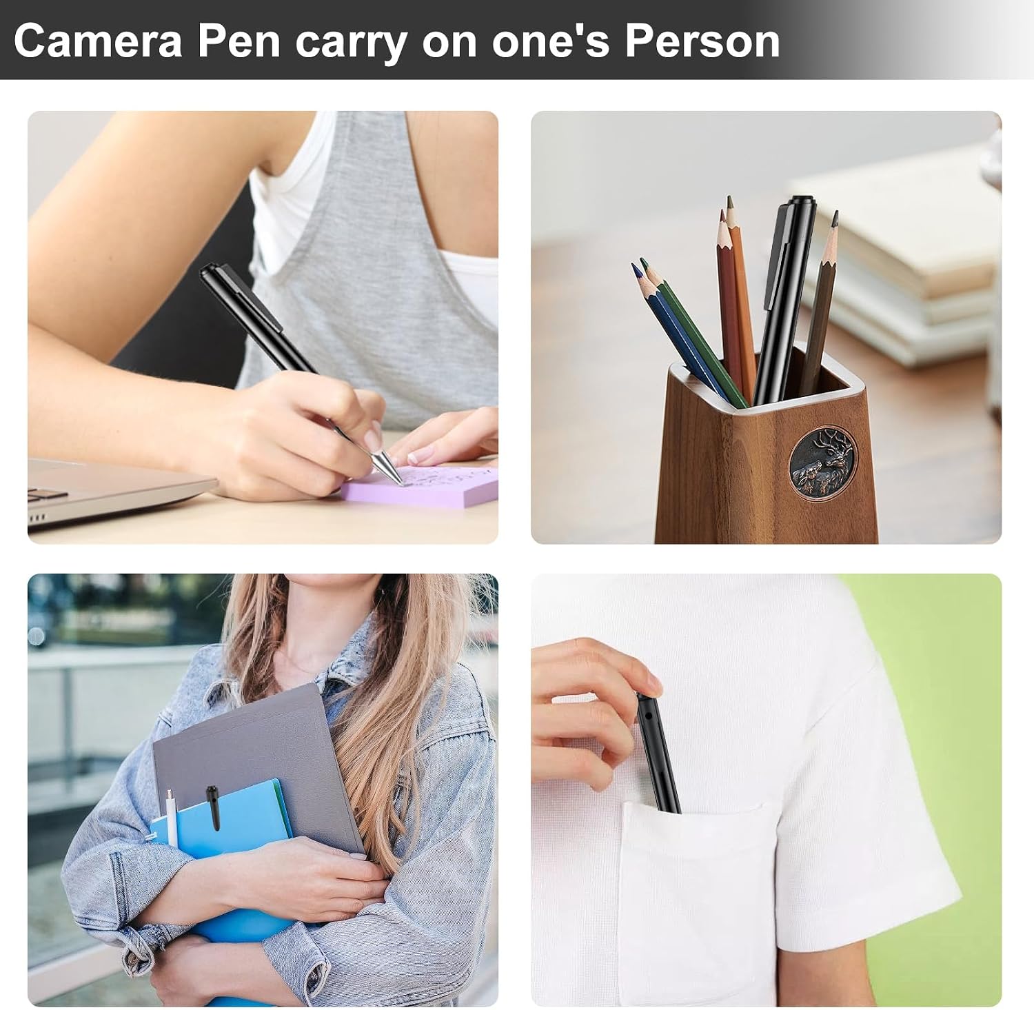 Camera Pen,1080p Video Body Camera with 64G Built-in Memory,MINI Nanny Video Recorder for Meeting,Classroom Reading