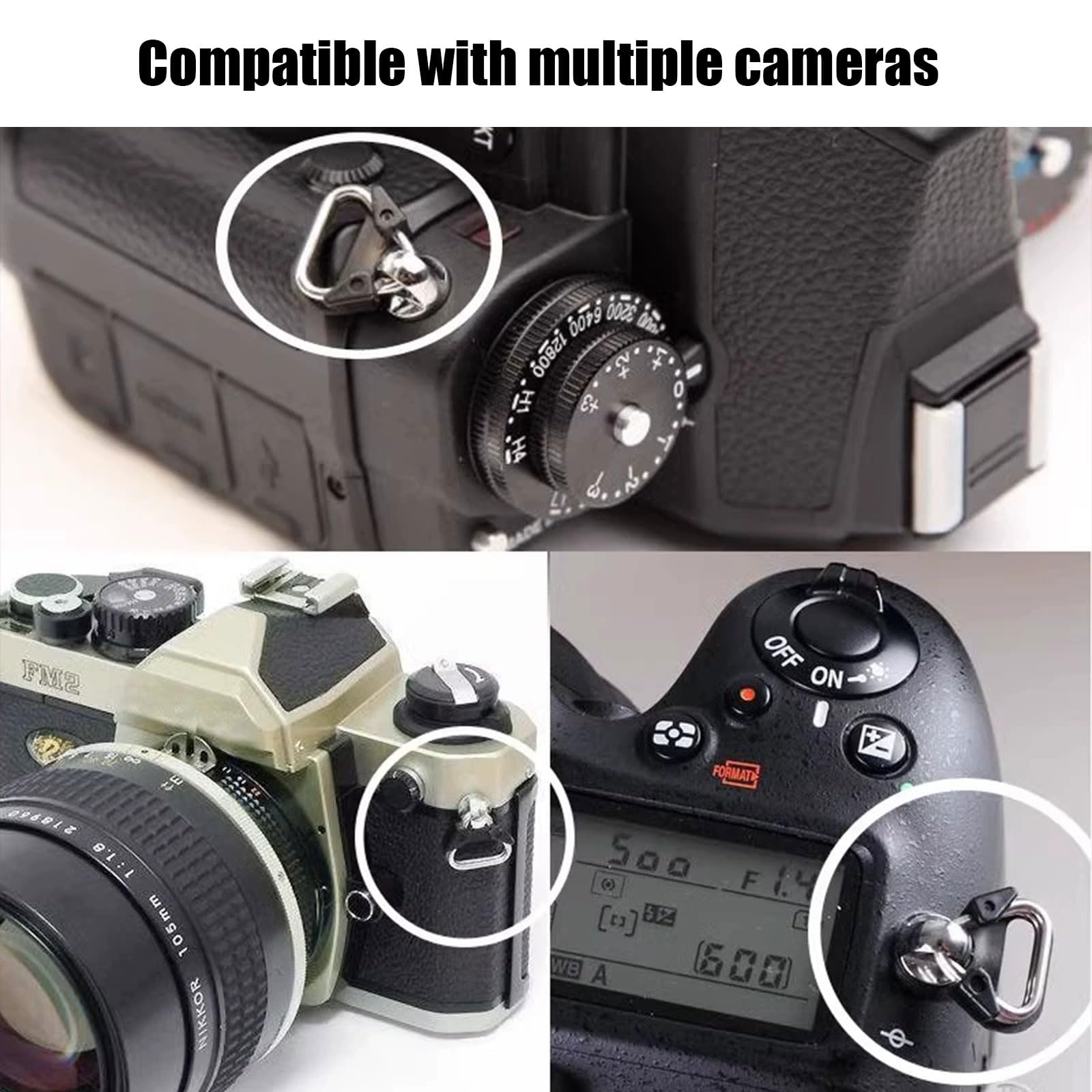 Lot de 8 Connecteurs Rapides pour Sangle Appareil Photo QD,Compatibles avec Appareils Photo Numériques, Jumelles, Télécommandes de Drones & Clés USB,Ensemble de Clips à Détachement Rapide