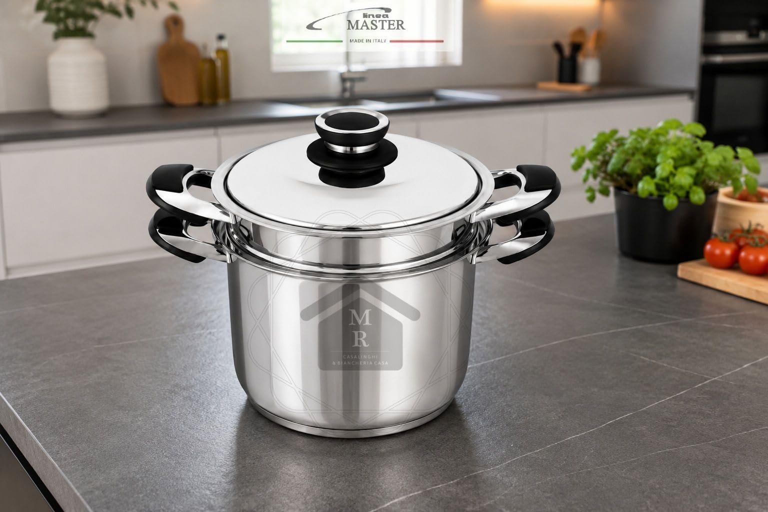 Spaghettiera Linea Master 3 Pz. Acciaio Inox 18/10 Induzione Cestello Cuocipasta
