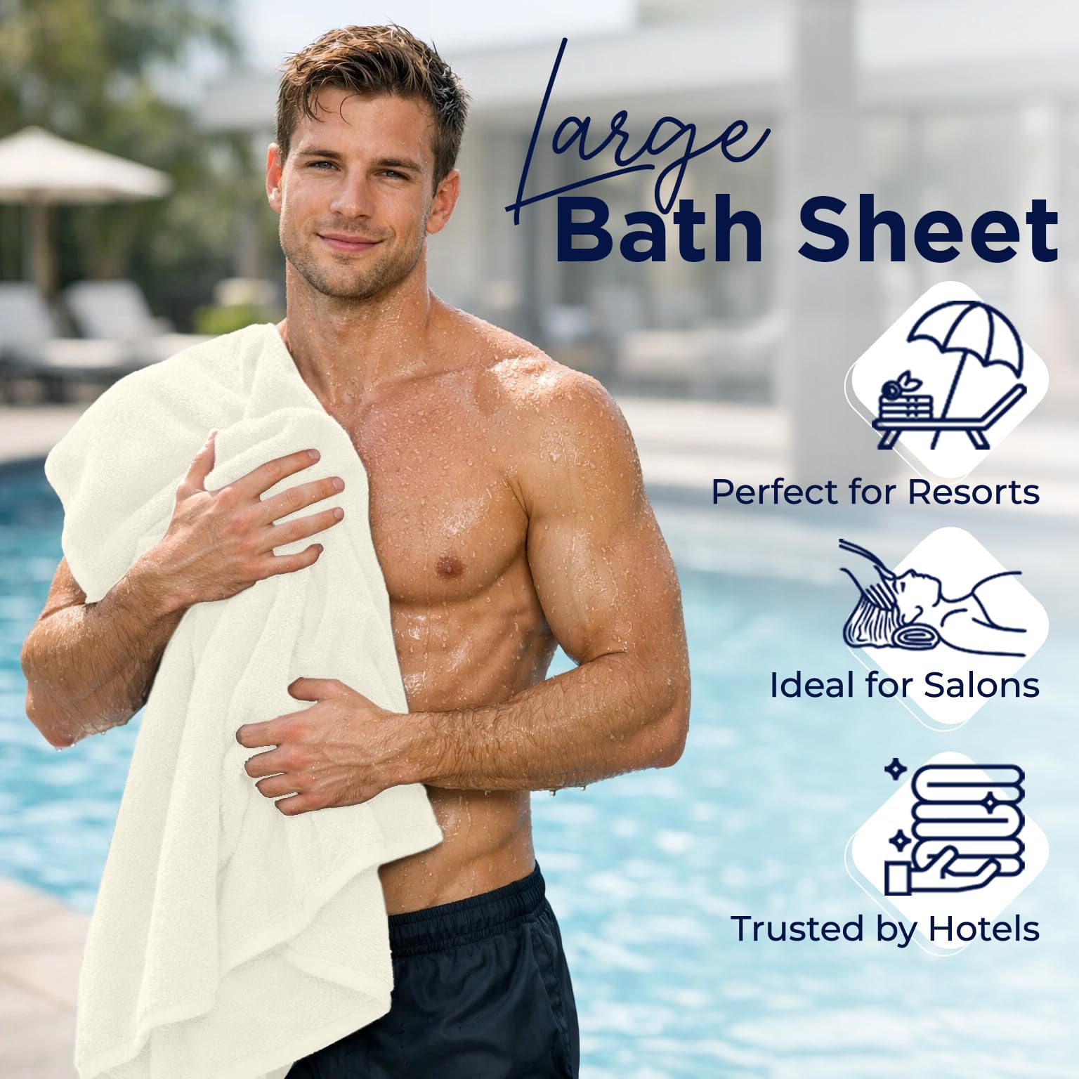 DAN RIVER Juego de 2 toallas de baño de 550 g/m², ultra suaves y altamente absorbentes, 100% algodón, toallas de baño grandes para baño, hogar, hotel, spa, playa, piscina, gimnasio, 35 x 70 pulgadas