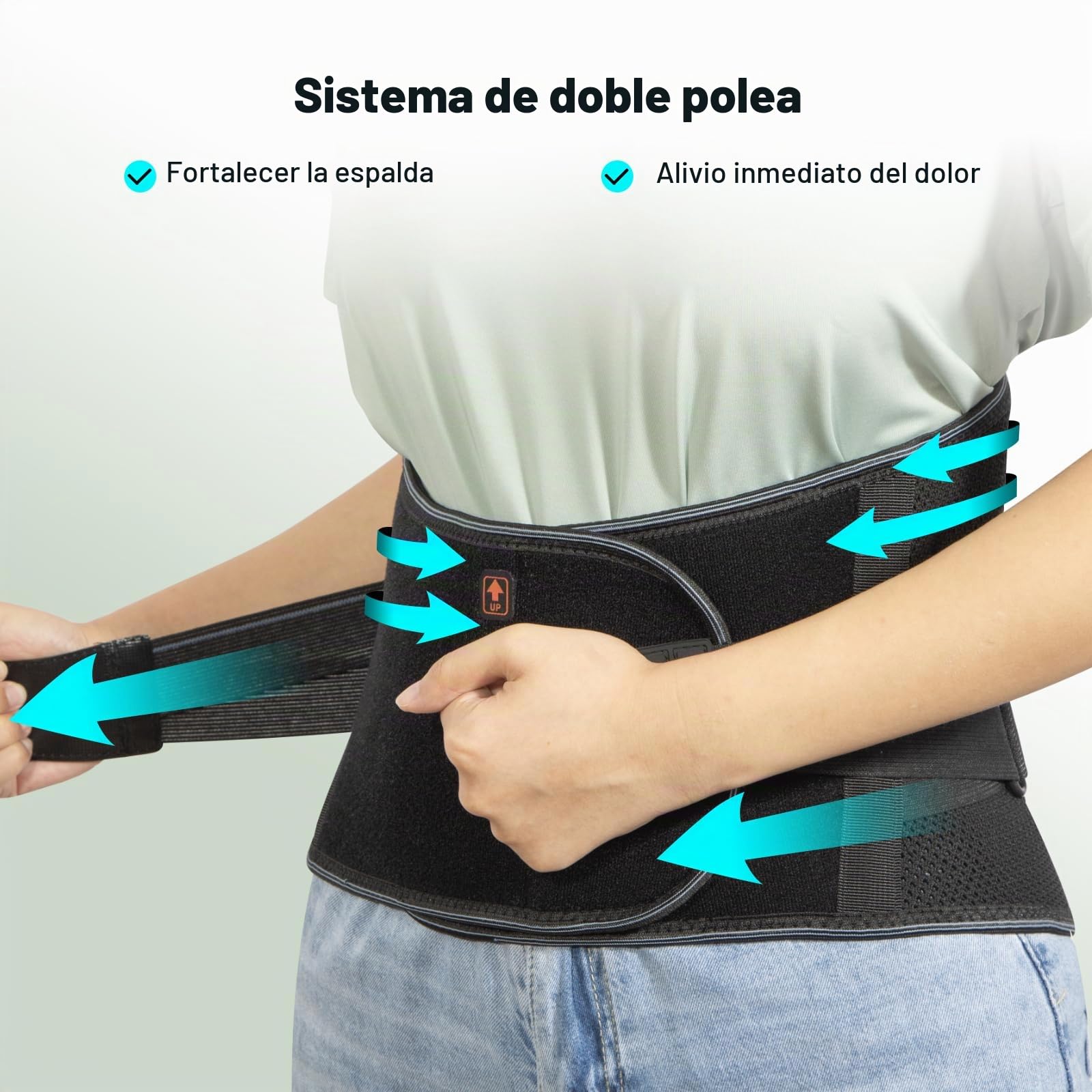 HONGJING Cinturón de apoyo para la espalda con soporte biónico para aliviar el dolor de espalda, soporte lumbar 3D transpirable con sistema de cuerda y 7 barras, adecuado para hombres y mujeres (L)