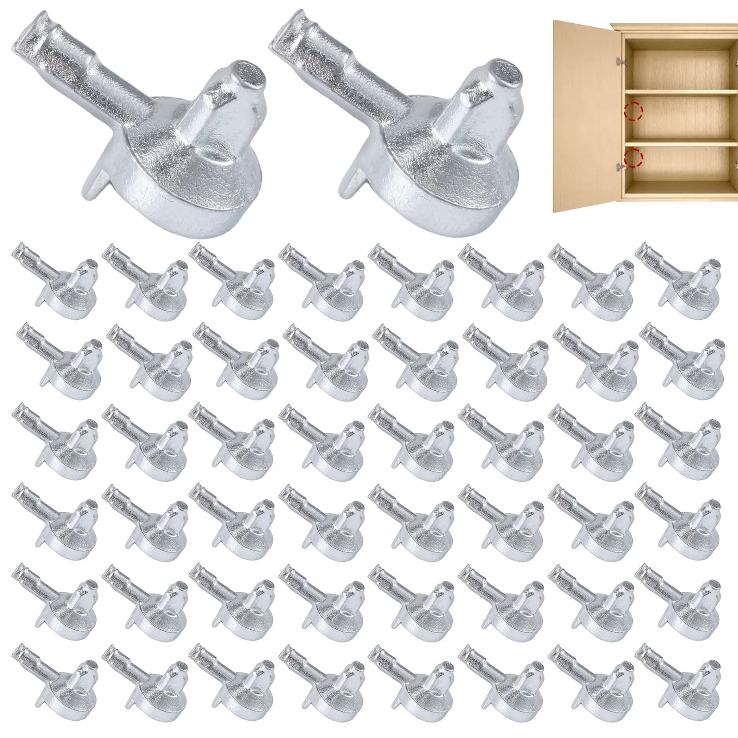 50pcs Shelf Pegs Compatible with IKEA Billy Bookcase (Part 131372), Alloy Shelf Support Pins Cabinet Pegs Replacement Bookshelf Accessories (Silver)-image-49