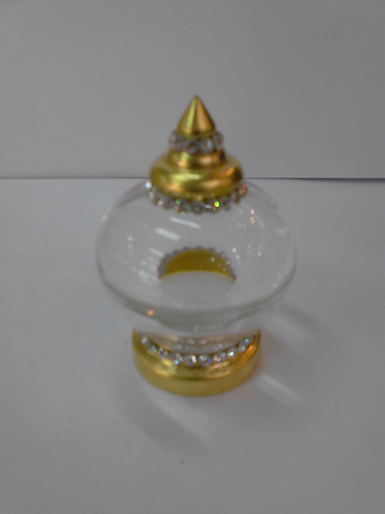 Exotic, Creative Clear Container or Casket for Small Things, Golden Rim, Swarovski Crystal