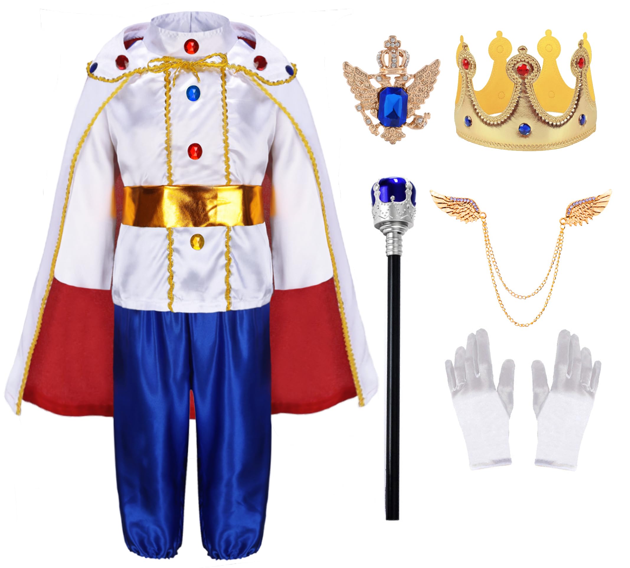 Mecamelon King Prince Charming Costume for Boys Kids Medieval Cosplay Dress Up Royal Outfits