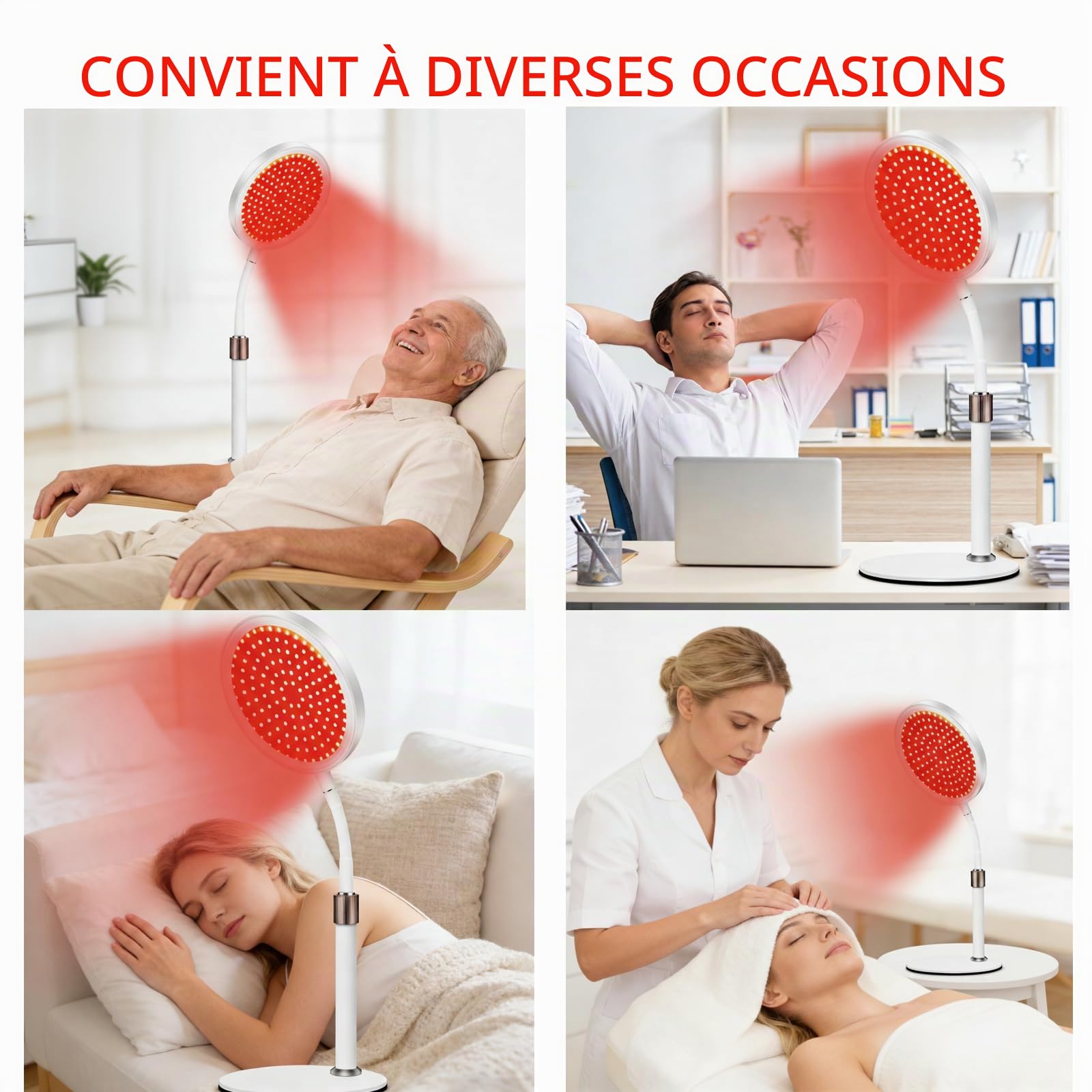 Lampe de Thérapie par La Lumière Rouge&Infrarouge,Lamp Led Visag | Lampe Luminotherapie Rouge & Infrarouge 660nm 850nm avec 100 LEDs, Col de Cygne, 9 Niveaux, 15–45 Min pour Visage & Corps
