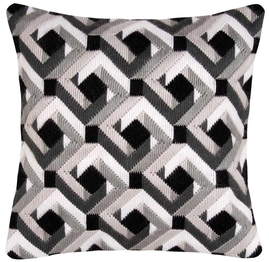 Vervaco Black and White Long Stitch Cushion, Multi-Colour