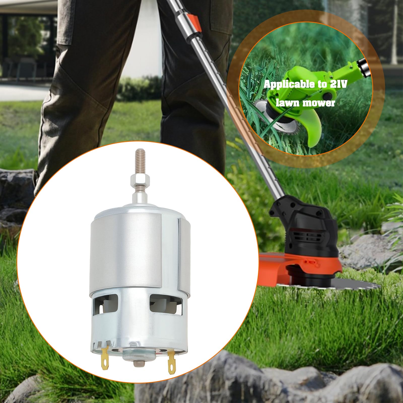 755 Bürstenmotor 755 Gleichstrommotor DC 21 V Bürstenmotor Motor mit Großem Drehmoment Und Langer Welle für 21 V Trimmer-Grasschneidermotor