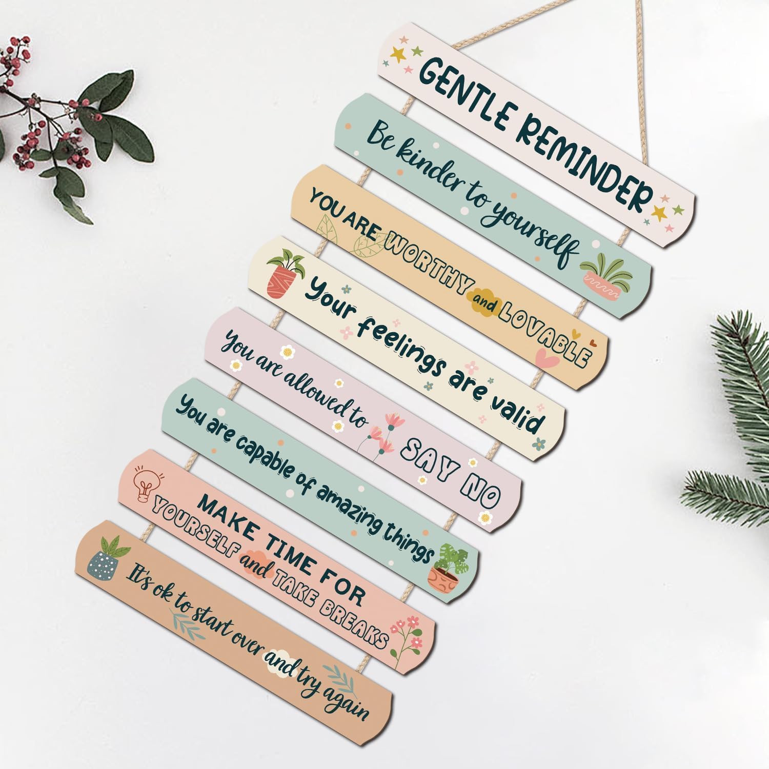 HPUINB Inspirational Quotes Gentle Reminders Wall Art, Motivational Positive Affirmations Decor - Image 4