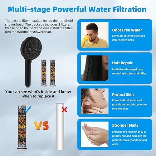 Miniatura 5 de Hibbent All Metal - Cabezal de ducha filtrado de 12 pulgadas, cabezal de ducha de mano de alta presión con brazo de extensión de arco ajustable de