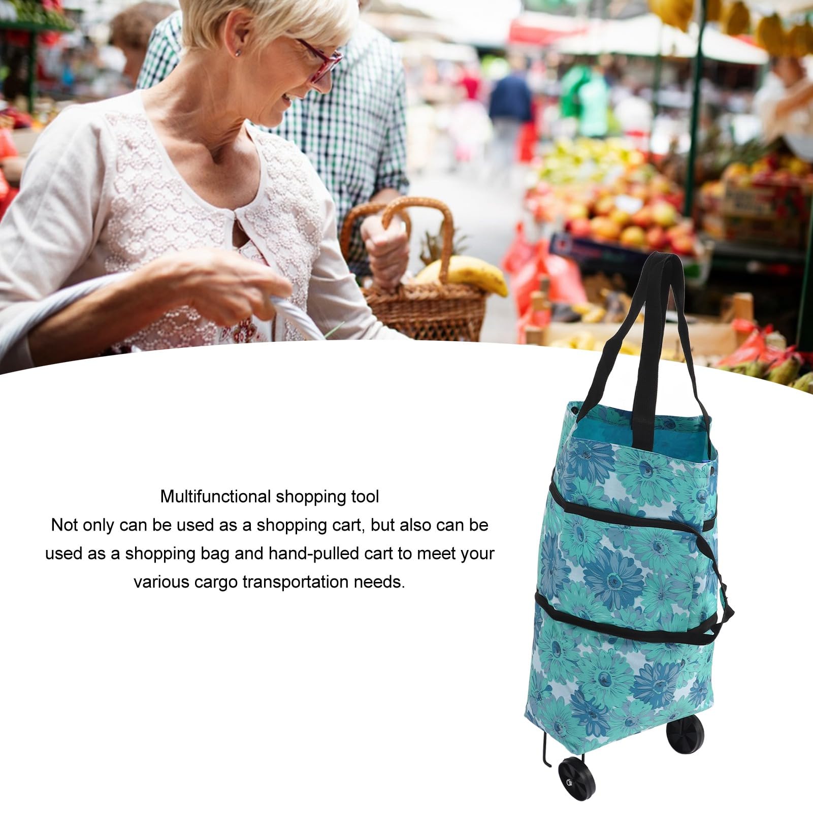 Borsa Della Spesa Con Ruote Pieghevole - Carrello Portatutto Per Anziani - Foto 7