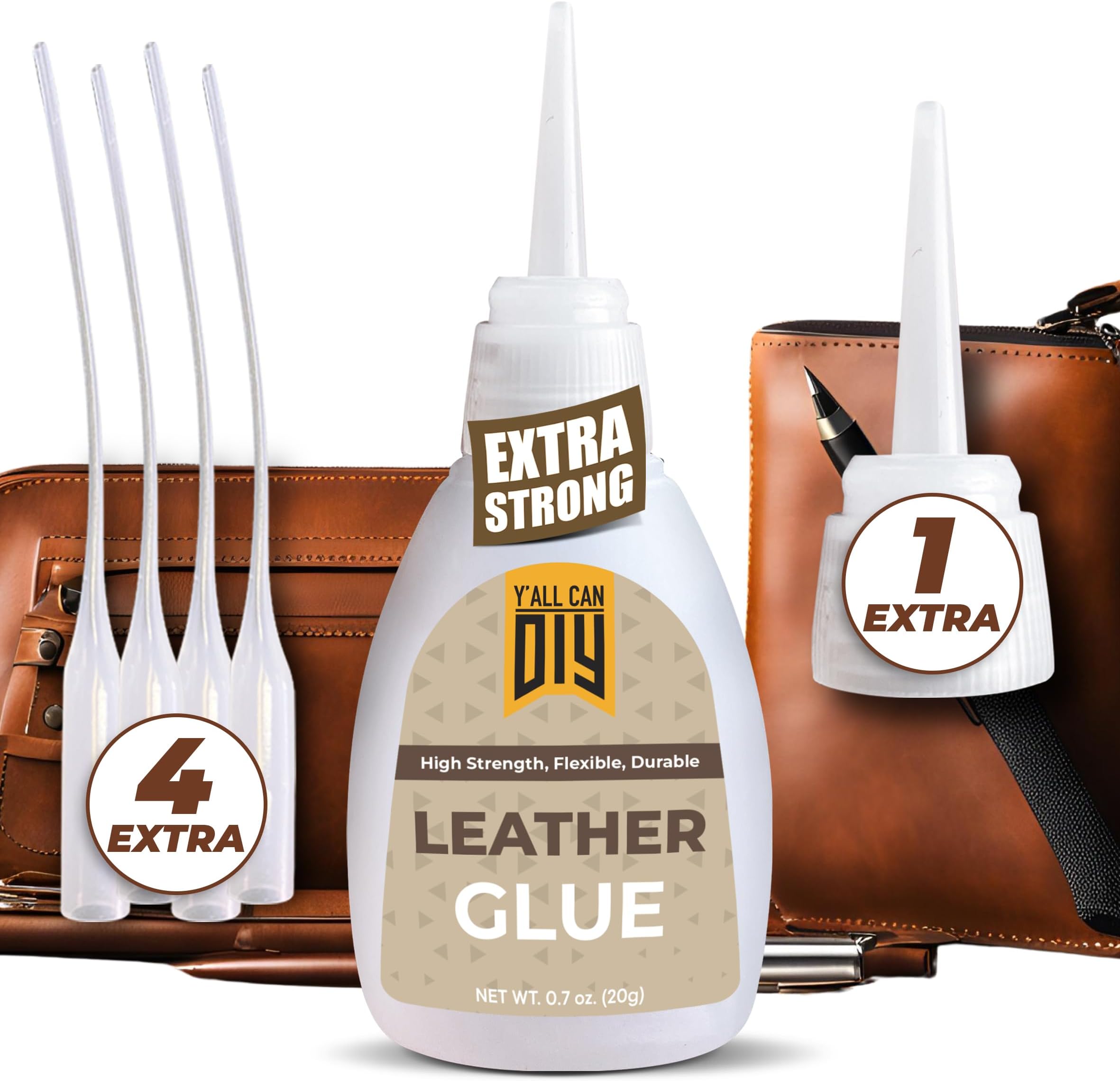 Y'allCanDiy Super Glue for Leather - Leather Glue - Adhesive for Purses, Sofas and Furniture. Heavy Duty Waterproof Cyanoacrylate Based Adhesive for Leathercraft, Upholstery