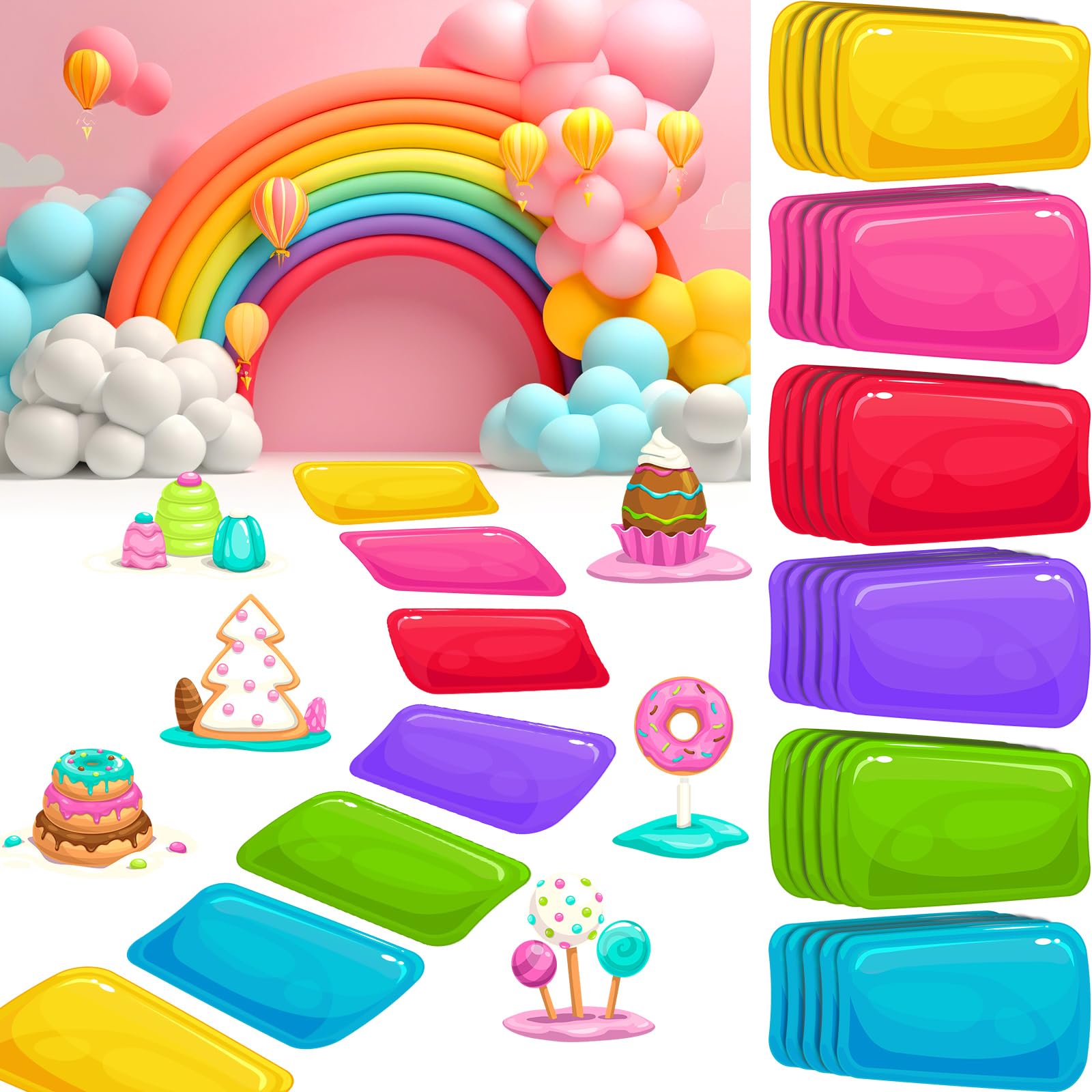 30 Pcs Colorful PVC Floor Stickers Candy Themed Multicolor Floor Decals Candy Themed Party Decoration for Theme Birthday Party Supplies