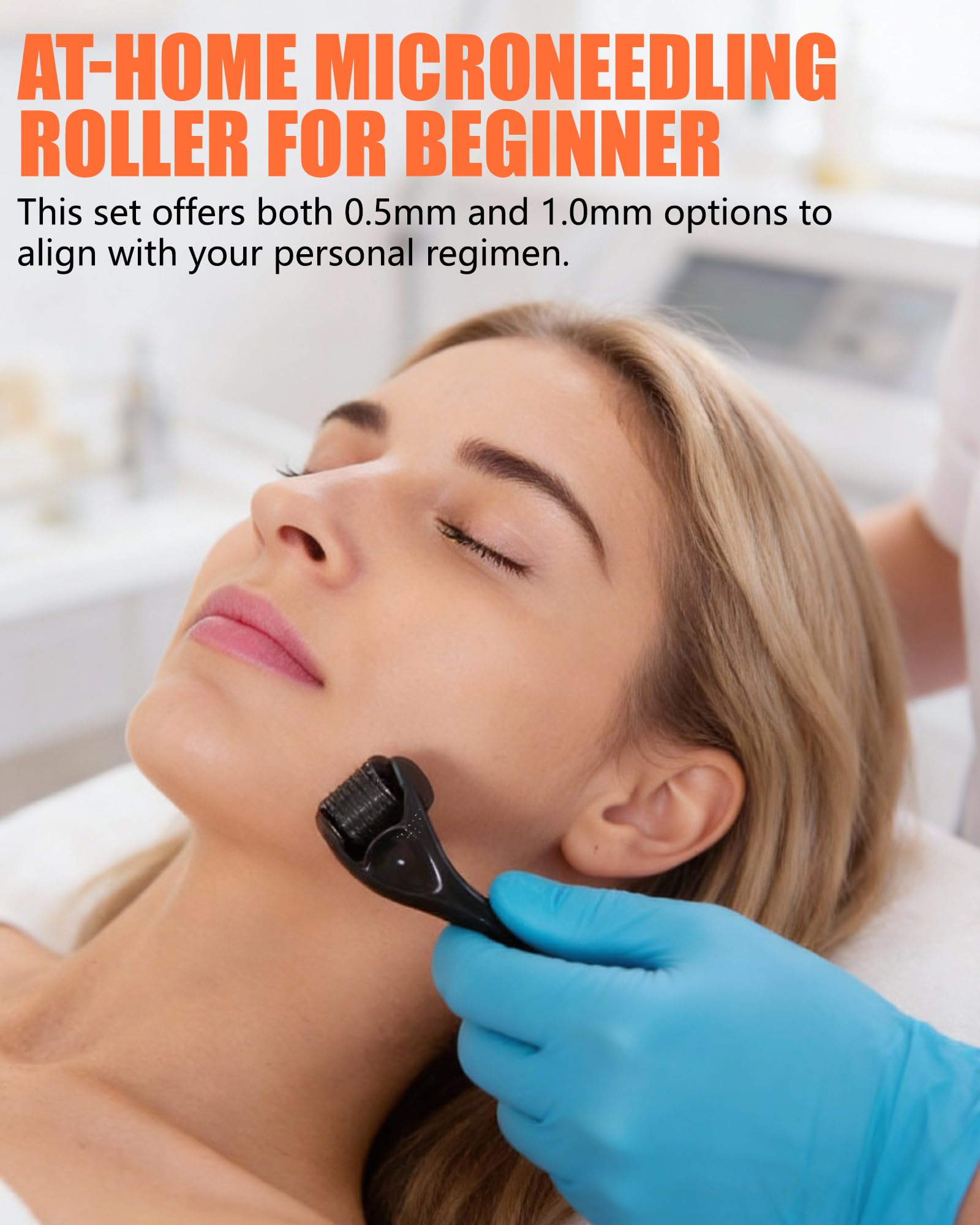 pulire Dermaroller 2 Pezzi, Microneedling Viso 0.5 mm e 1.0 mm con 540 Aghi, Dermaroller Capelli per Viso Cuoio Capelluto e Corpo, Uomini e Donne per Cura della Pelle, dei Capelli e Barba