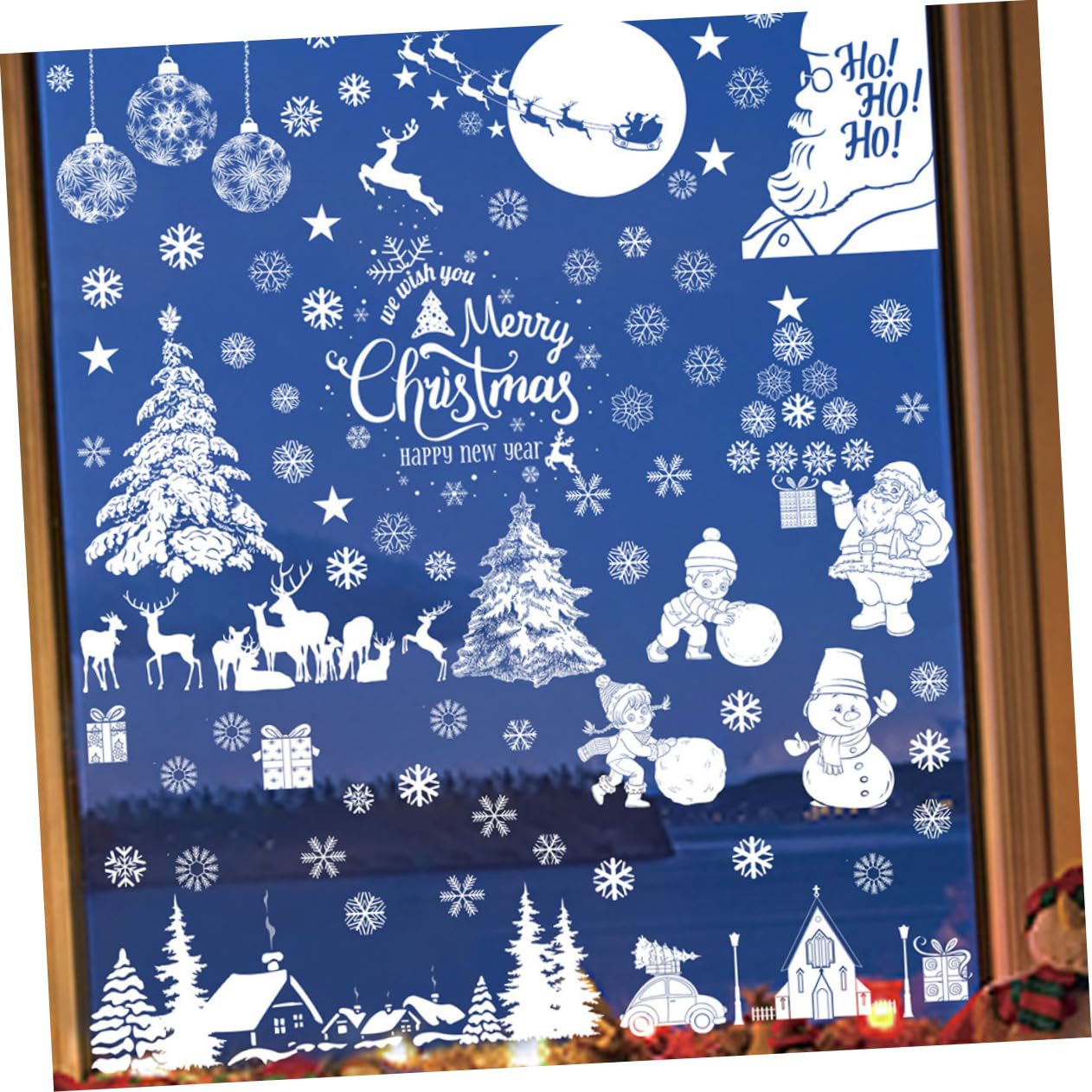 PRETYZOOM 45 Blatt Weihnachtsaufkleber Schneeflocke Wandtattoo abnehmbare Wandaufkleber weihnachtsdeko Weihnachtssticker Wasserfeste Aufkleber Dekoration für Weihnachtsfeiern Fenster Zubehör
