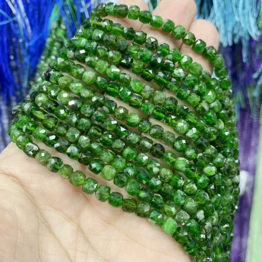 Perline di pietra turchese di diopside naturale 4x4,0 mm, cubo di ametista, perline sciolte fai da te per la creazione di gioielli, collana di perline 15-lolite-4,0 mm x 4,0 mm