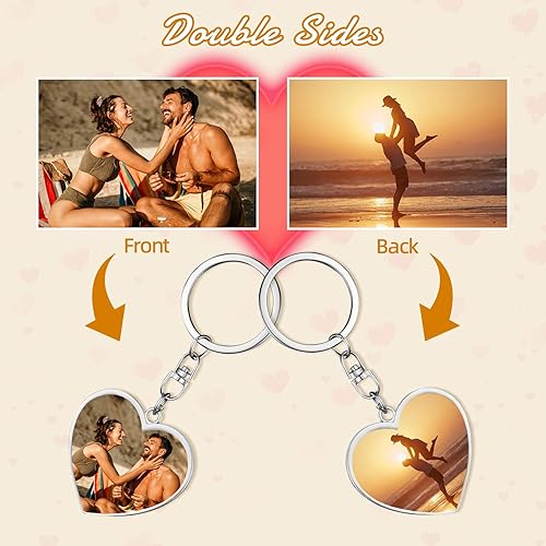 Miniatura 3 de Llavero personalizado con foto - Llaveros con texto grabado personalizado para mujeres, hombres, novio, regalos para el Día de la Madre