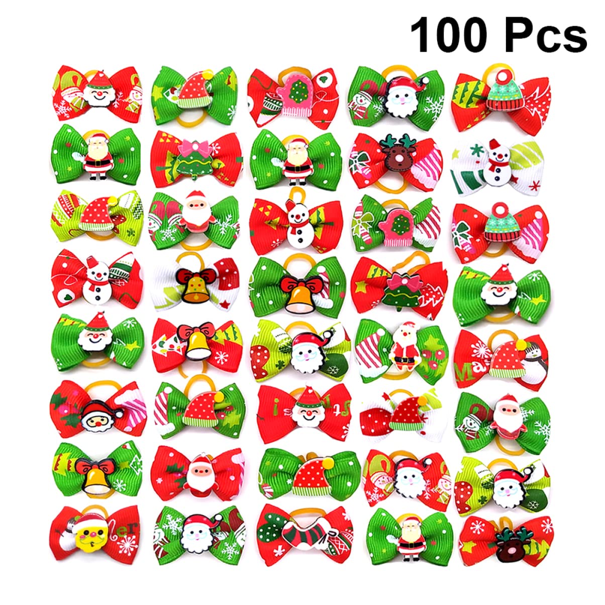 Mipcase 200 Pz Natalizi per di Animali Domestici Fiocchi di Pelo di Cane di Natale Fiocco di Natale per Cani Fiocchi di Pelo di Cucciolo Fiocchi di Cucciolo Elastico Il Cane