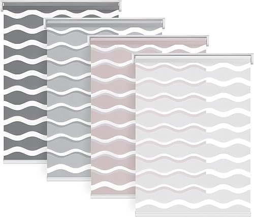 Miniatura 1 de LazBlinds No Tools No Tools - Persianas de doble capa sin cordones con diseño de cebra, para ventanas, filtrado de luz, persianas enrollables de