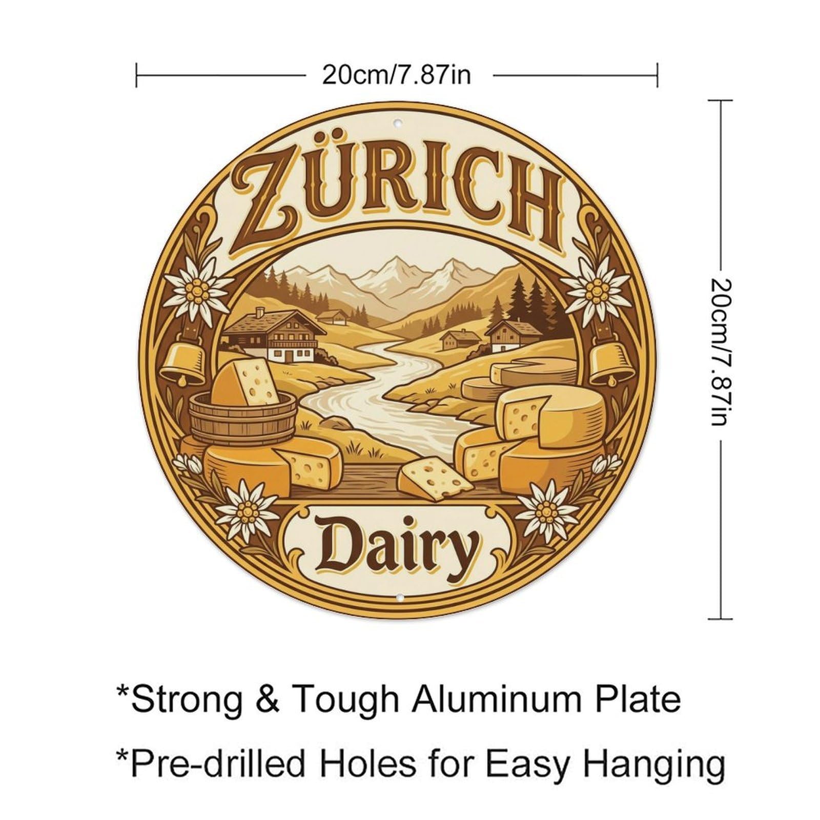 Vintage Travel Zurich Switzerland Element Vintage Metal Tin Sign Plaque Wall Decor for Cafe, Club Bar, Office, Garden Metal Poster 8x8Inch