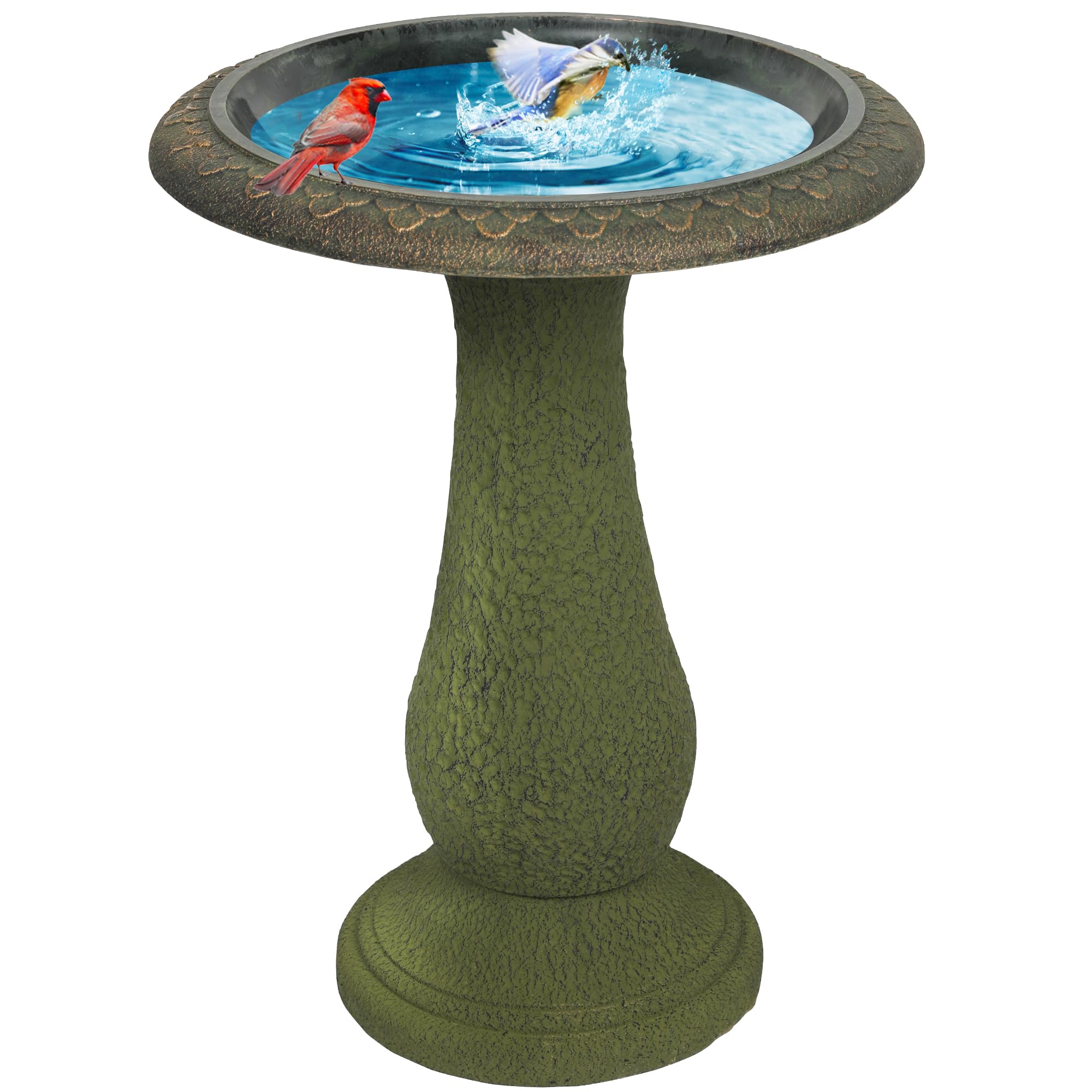 Solution4Patio Fiberclay Outdoor Bird Bath, Weather-Resistant Garden Decor with Non-Slip Basin, Durable Marble-Look Bird Baths for Outdoors, Easy-Clean Birdbath for Outside for Lawn Yard Garden