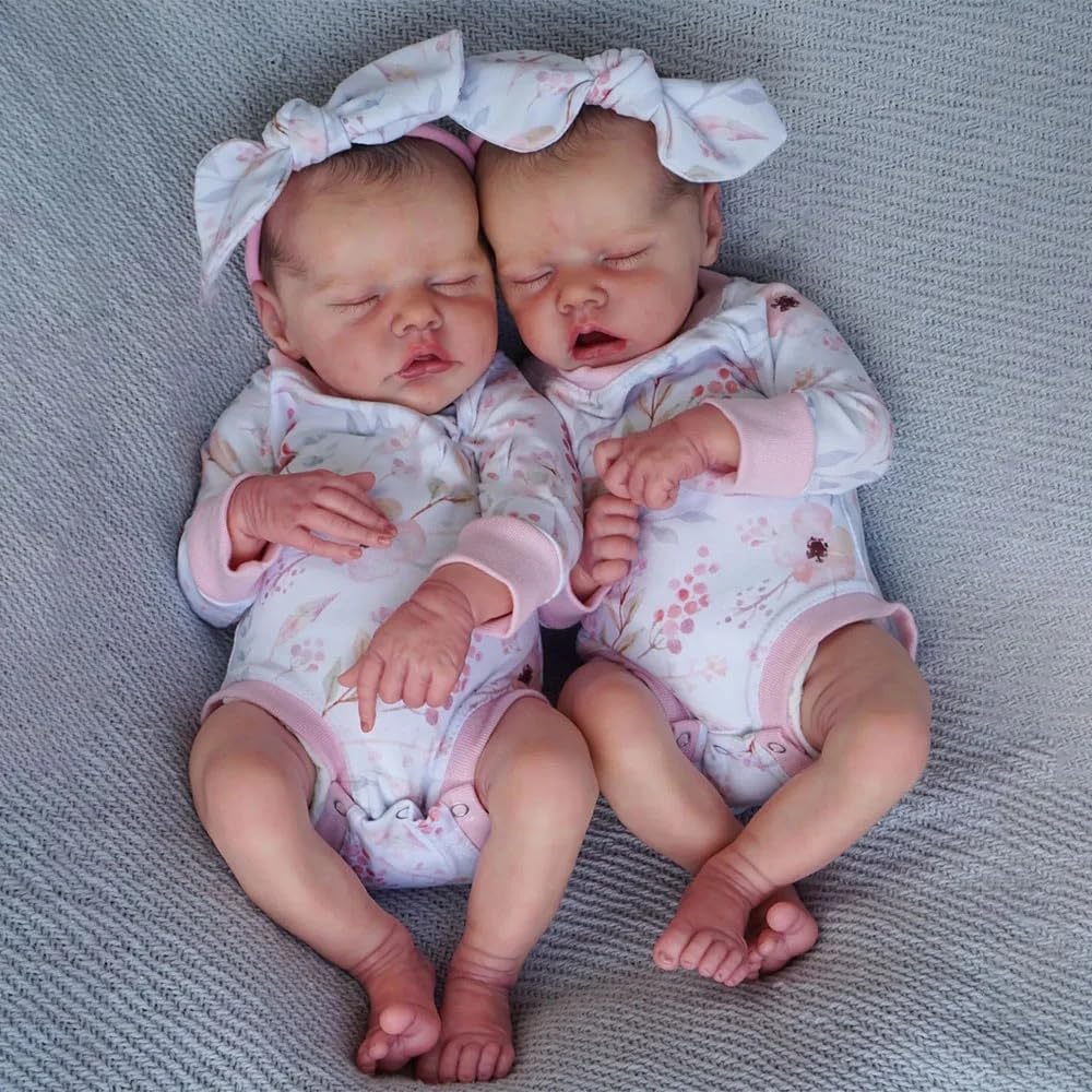 Anano Silicone Reborn Baby Twins – Lifelike Newborn Baby Dolls Twin With Soft Silicone Body Realistic Babies Collectible Infant Gift For Girls