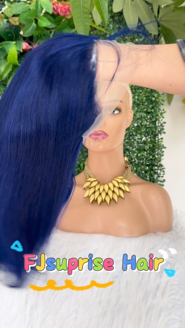 Amazon.com : Blue Bob Lace Front Wigs Human Hair 180% Density 13x4