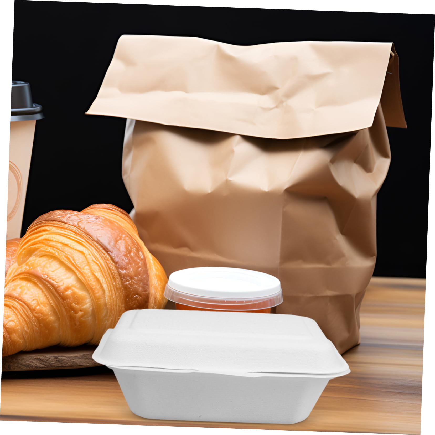SOLUSTRE 100piezas Cajas De Comida Desechables Biodegradables Envases Para Comida Para Llevar Recipientes Prácticos Para Snacks Hamburguesas y Frutas Ecológicos y Seguros Para Alimentos