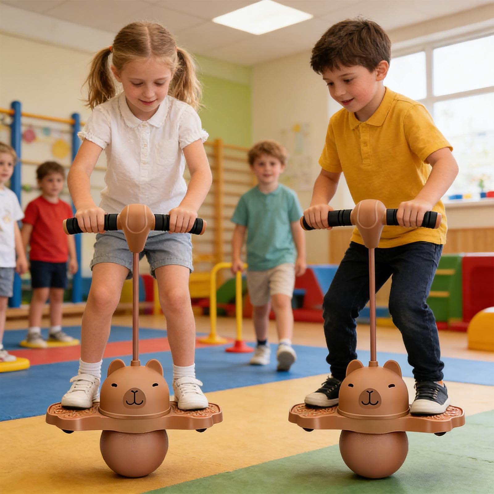 Genérico Palla saltarina per bambini Capibara di equilibrio con pompa a mano | Giocattolo con palla per saltare alto, per bambini e bambine, prescolare, scuola, casa, interni, esterni, esercizi, Natale