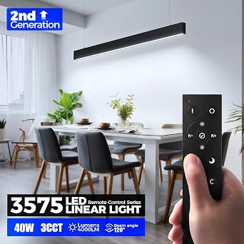 Barrina 3575 Remote Series LED Linear Light Fixture 4FT 40W, Black, 4 Packs