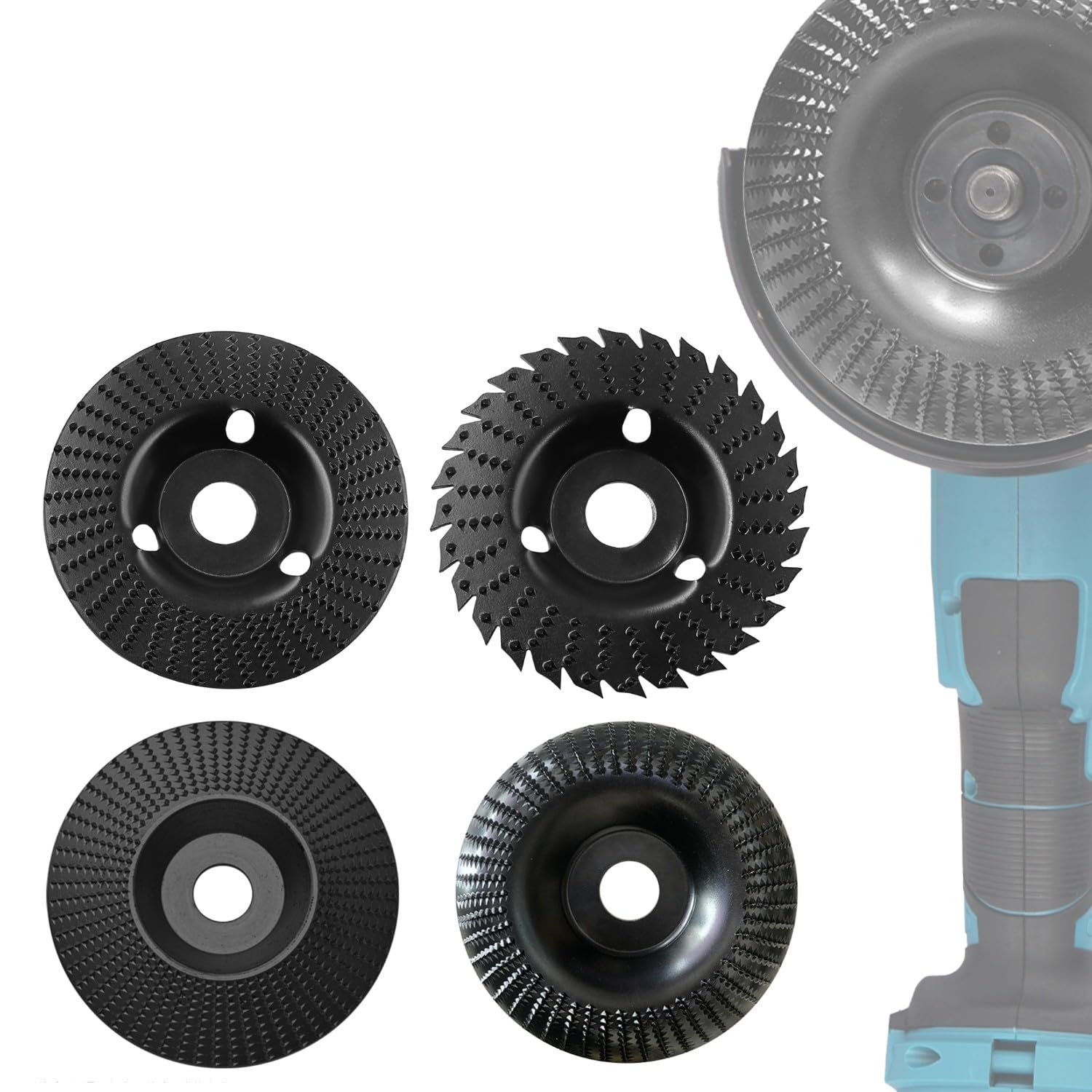 ONEVAN 4 pezzi dischi da taglio per smerigliatrice angolare per legno, 125mm dischi Flex fresa per legno disco raspa per legno levigare modellare lucidare intagliare, accessori smerigliatrice angolare