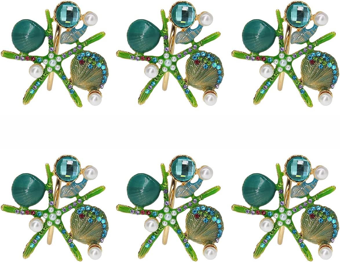 Free Shipping 🛒 Xidmold Starfish Napkin Rings - Set of 6 Pearl Rhinestone Ocean Coastal Nautical Napkin Ring Holders Napkin Buckle for Wedding Party, Beach Table Decor Banquet Dinner Table Centerpieces Accessories Best Cyber Deals 🔥 Xidmold Starfish Napkin Rings - Set of 6 Pearl Rhinestone Ocean Coastal Nautical Napkin Ring Holders Napkin Buckle for Wedding Party, Beach Table Decor Banquet Dinner Table Centerpieces Accessories