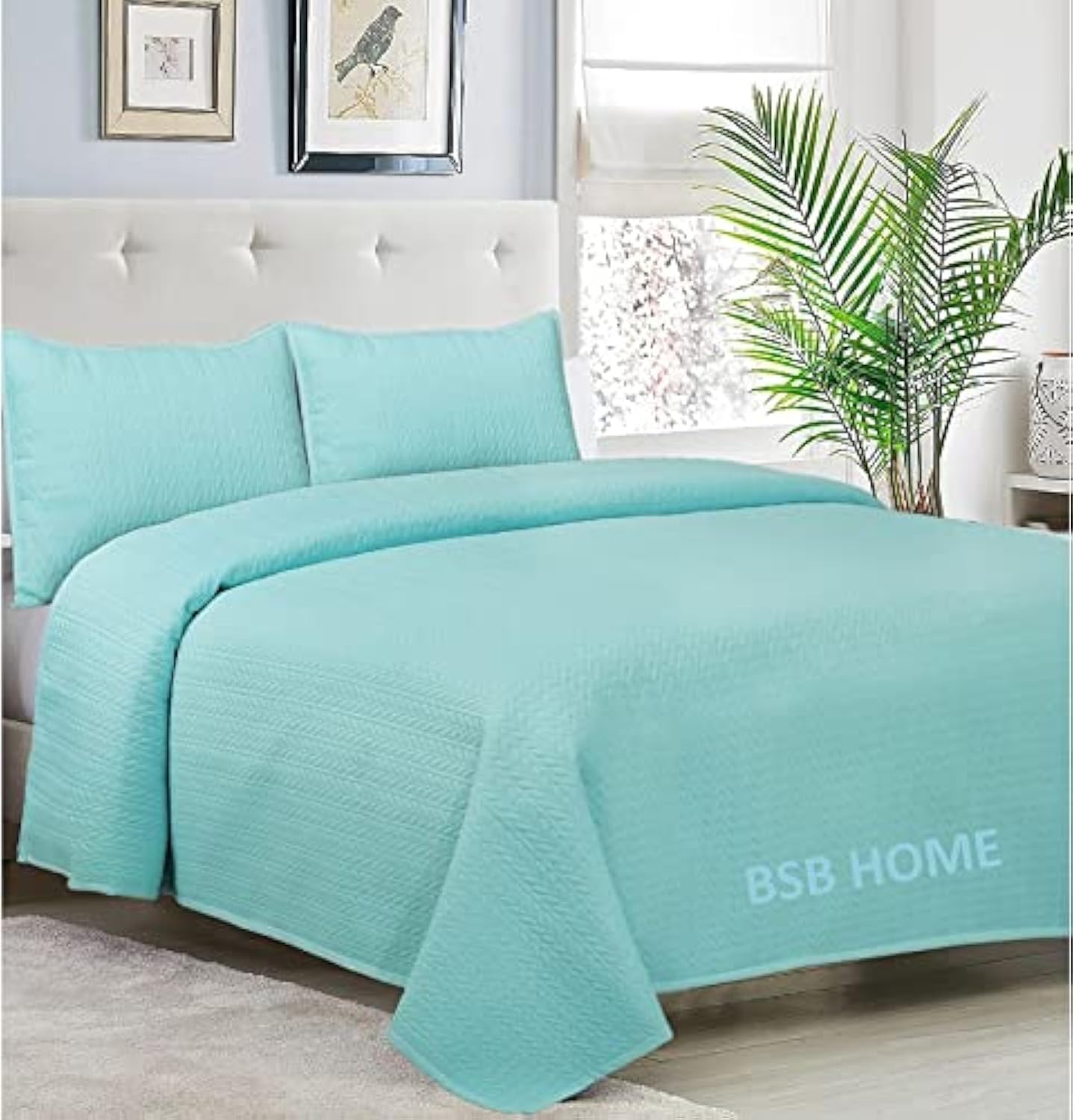 BSB HOME® 100% Microfiber Ultrasonic 280 Tc Solid King Size Quilted Bed Cover/Bedsheet/Bedspreads with 2 Pillow Covers/Case (Luxury, Bright Sky Blue 90X100 Inches, 250X230 cm) (B09PHQ24C3) Amazon Price History, Amazon Price Tracker