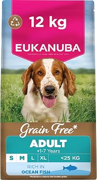 Eukanuba Grain Free Ocean Fish - Complete Dry Dog Food - For Adult Small & Medium Breed Dogs 12KG