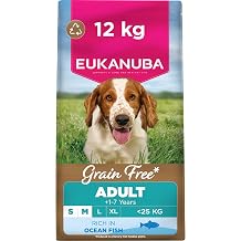 Eukanuba Grain Free Ocean Fish - Complete Dry Dog Food - For Adult Small & Medium Breed Dogs 12KG