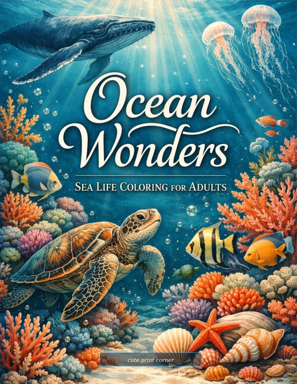 Ocean Life Coloring Book for Adults: Ocean Wonders: 35 Intricate Underwater Scenes with Sea Turtles, Dolphins, Coral Reefs & Deep Sea Creatures — ... Relief, Relaxation & Mindful Creativity