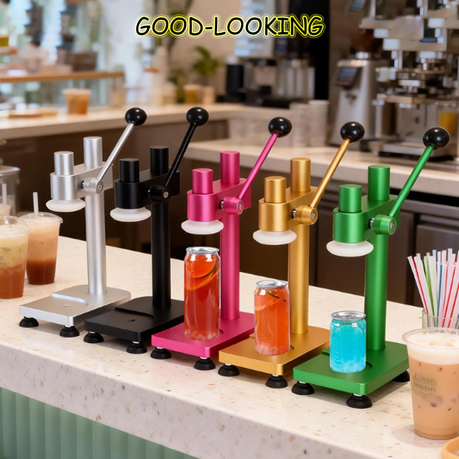 Selladora De Latas De Refresco, Herramienta Manual para Sellar Frascos, MáQuina Taponadora De Botellas, MáQuina Selladora De Latas con Altura Ajustable, para Frascos Y Botellas White