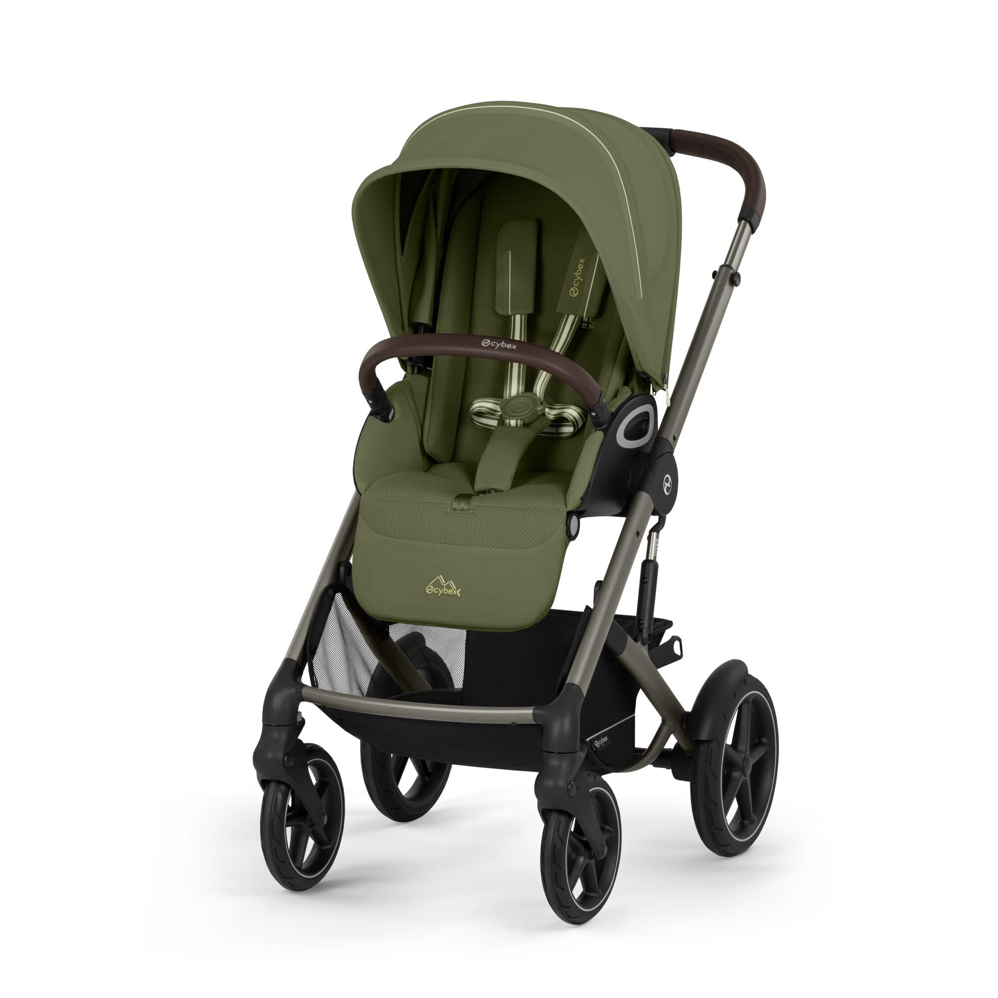 CYBEX Gold TALOS S LUX Kinderwagen, Ab Geburt bis 22 kg, Mit Offroad-Federung, verstellbarem Griff, ergonomischer Liegeposition, Moss Green