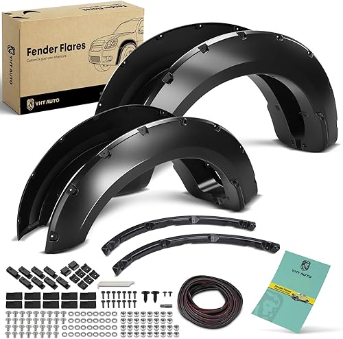 YHTAUTO Guardabarros estilo remachado de bolsillo con kit de accesorios de repuesto para Ford F-250350 Super Duty 2017-2022, juego de 4 protectores