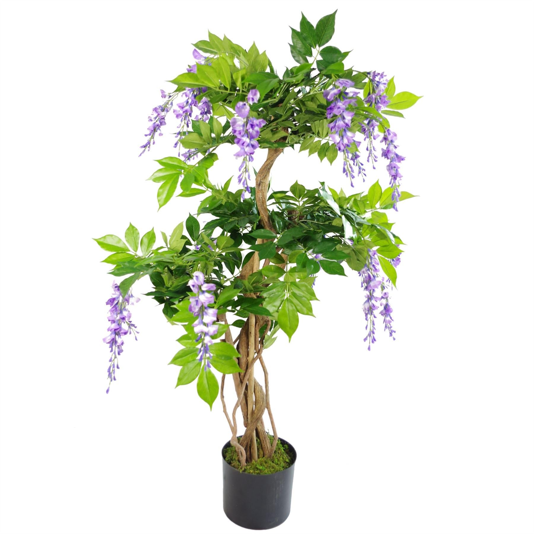 Botanik Artificial Wisteria Tree - 3.6ft - Green - Real Wood Trunk