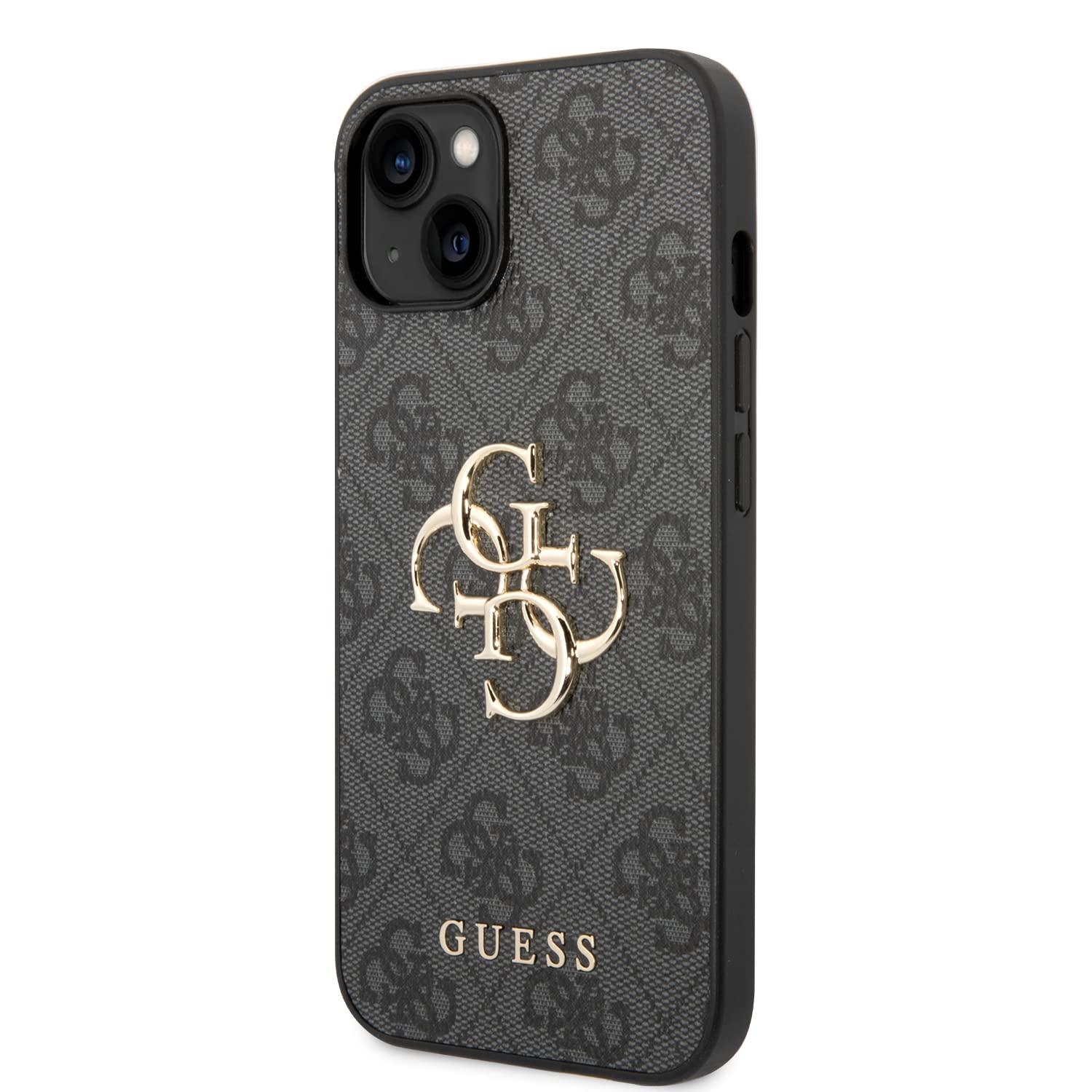 Guess Golden Logo compatibile con iPhone 14 e 13, colore grigio, GUHCP14S4GMGGR, nero