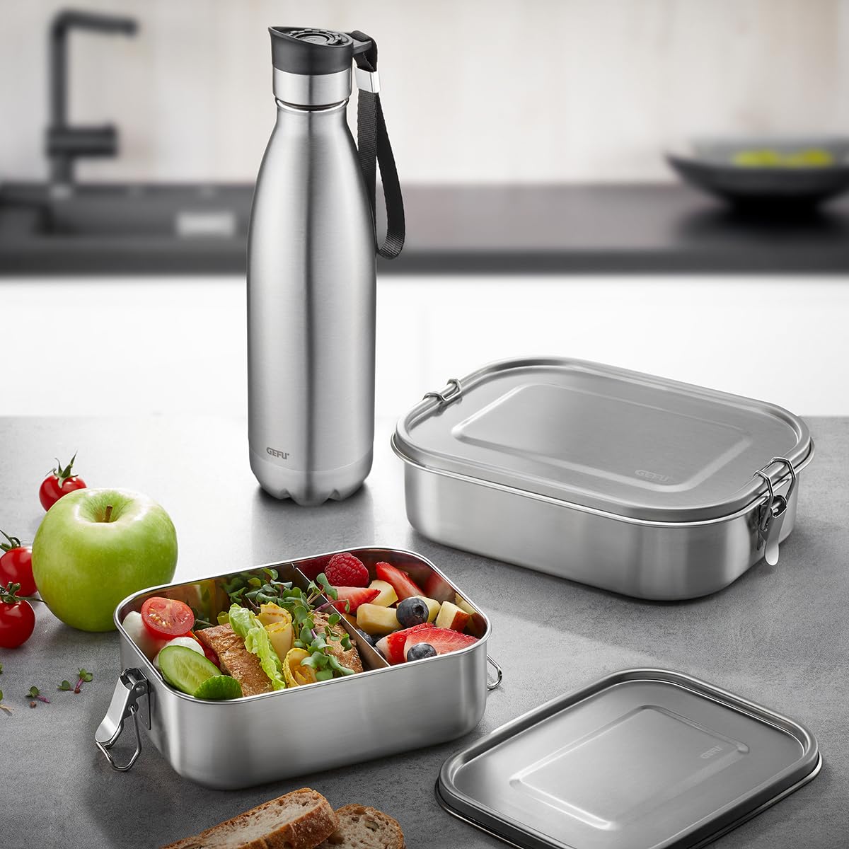 GEFU Lunchbox ENDURE 1.400 ml - Edelstahl Brotdose - Auslaufsicher
